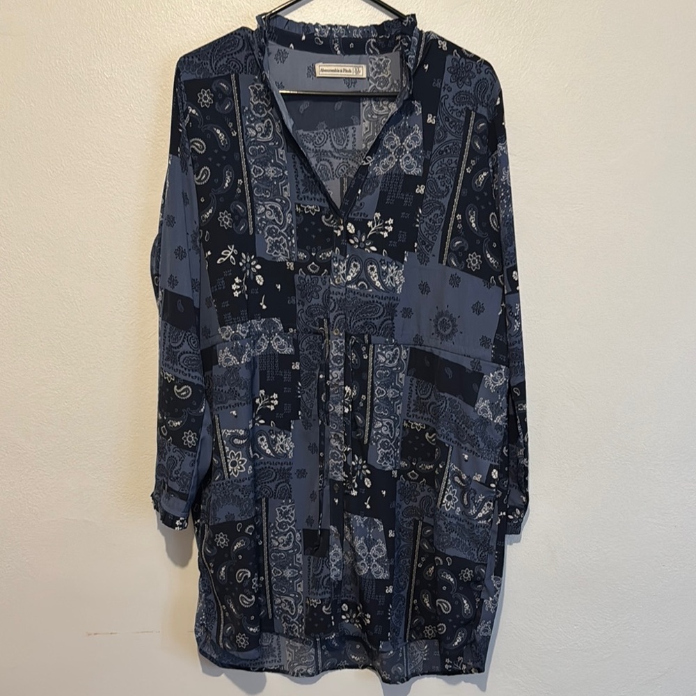 Anthropologie Blue Patterned Dress